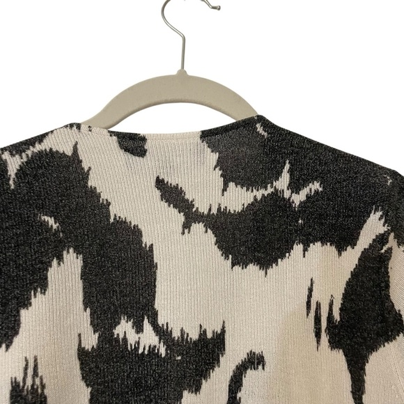 Jones New York Black and Cream Cardigan with Waterfall Front - Picture 7 of 10